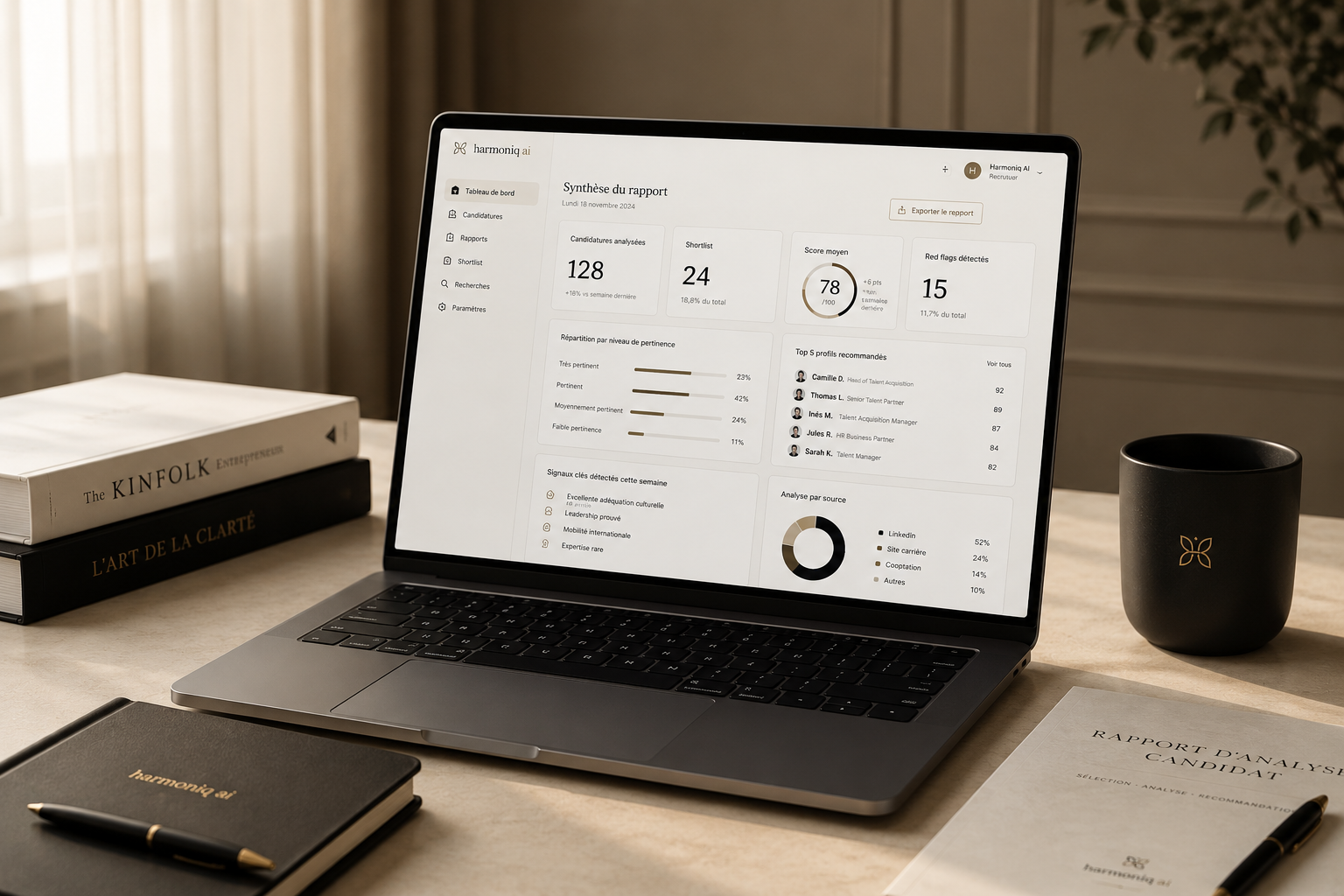 Aperçu du rapport hebdomadaire harmoniq ai